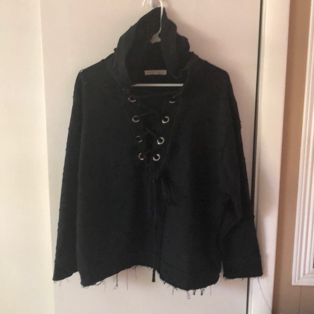 Black hooded sweatshirt